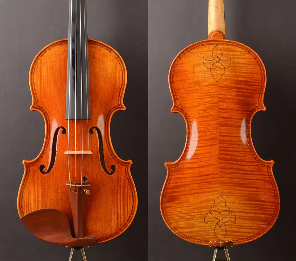 MMOOKA Maggini style, Best Model, A T20+ Violin Fitted Aubert Bridge and Dominant 135B,ipe bow, shouldrest, upgrade hzv04 case