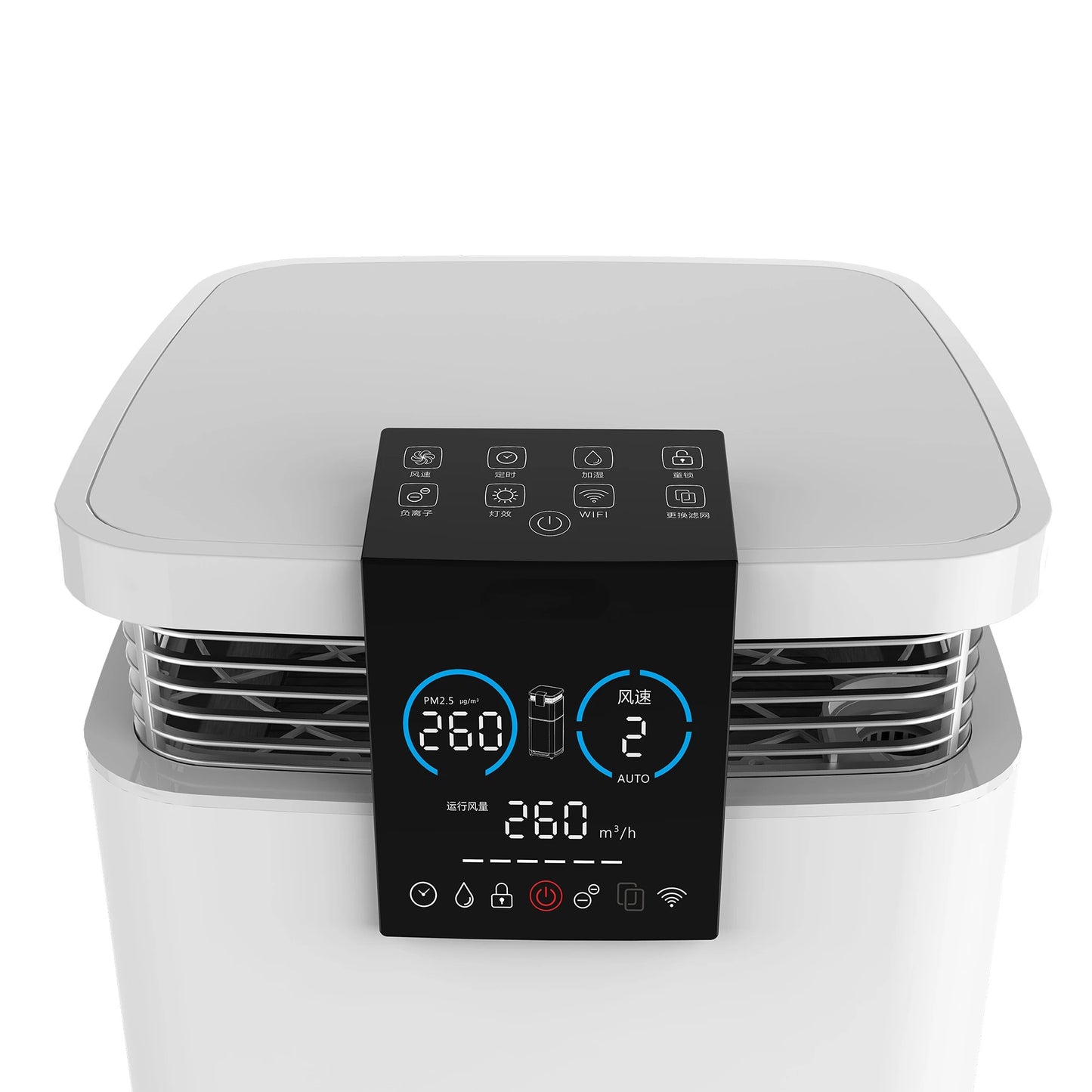 Manufacturer direct sell A9 home use large area high end  filter with humidifier function room led air purifier