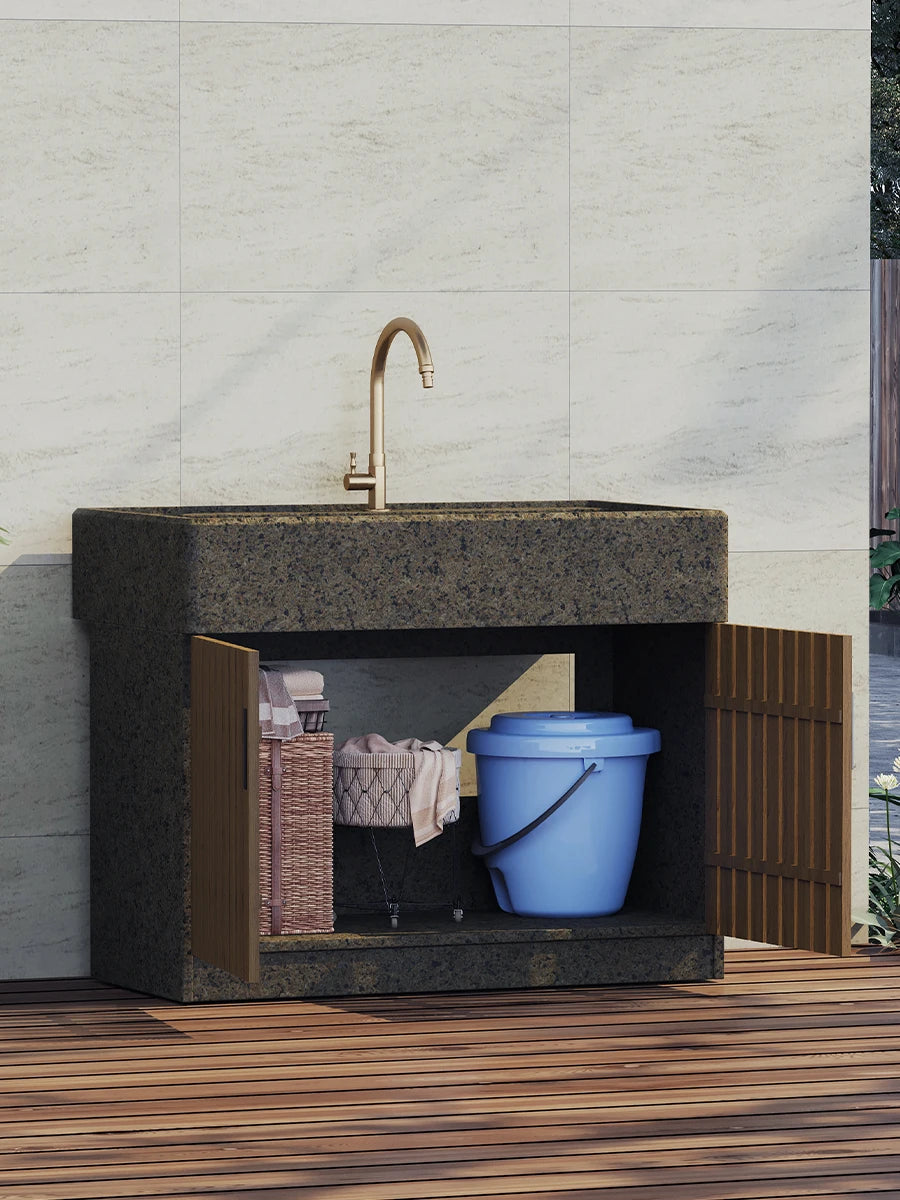 Marble laundry sink, balcony, household outdoor laundry basin with washboard integrated outdoor courtyard sink, basin customizat
