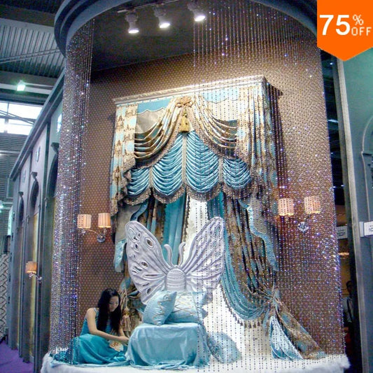 Max High villa Luxury curtains living room turquoise high window acid blue cottage 3D curtains types curtain patterns Decoration