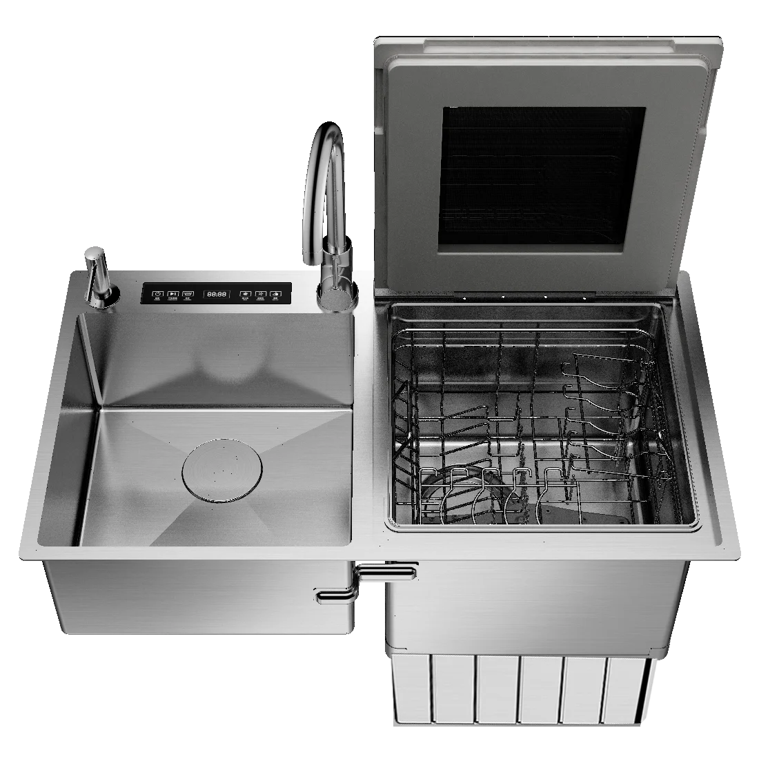 Meiao Household Automatic Smart Countertop Dishwasher Stainless Steel Sink Washing Dish Machine in sink dishwasher