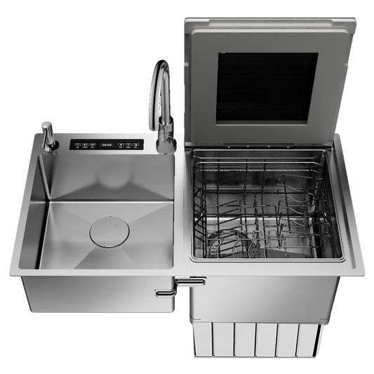 Meiao Household Automatic Smart Countertop Dishwasher Stainless Steel Sink Washing Dish Machine in sink dishwasher