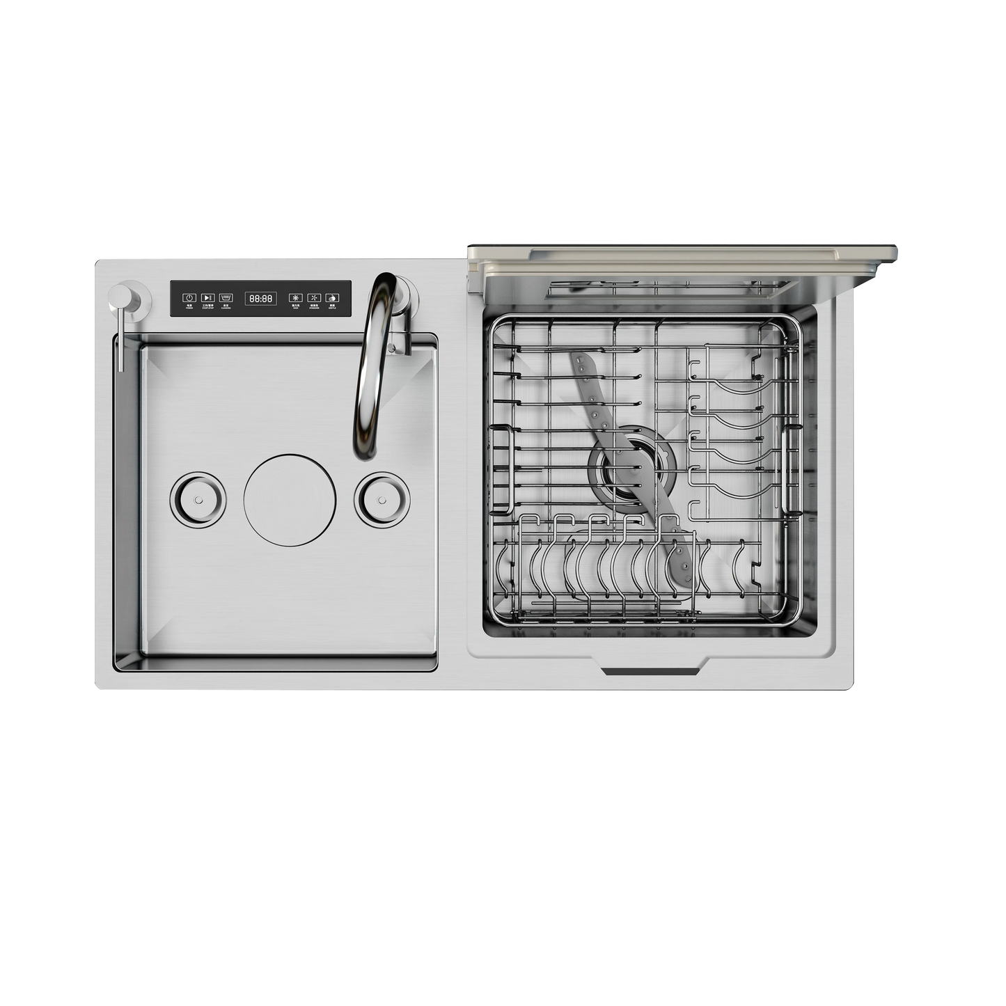 Meiao Household Automatic Smart Countertop Dishwasher Stainless Steel Sink Washing Dish Machine in sink dishwasher