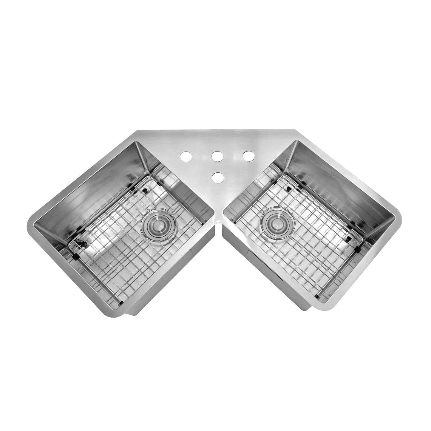 Meiao design under farmhouse special stainless steel handmade double bowl corner kitchen sink
