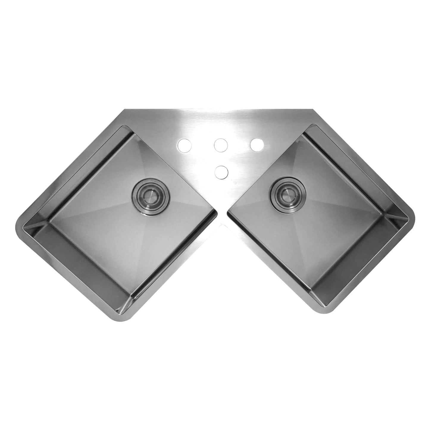 Meiao design under farmhouse special stainless steel handmade double bowl corner kitchen sink