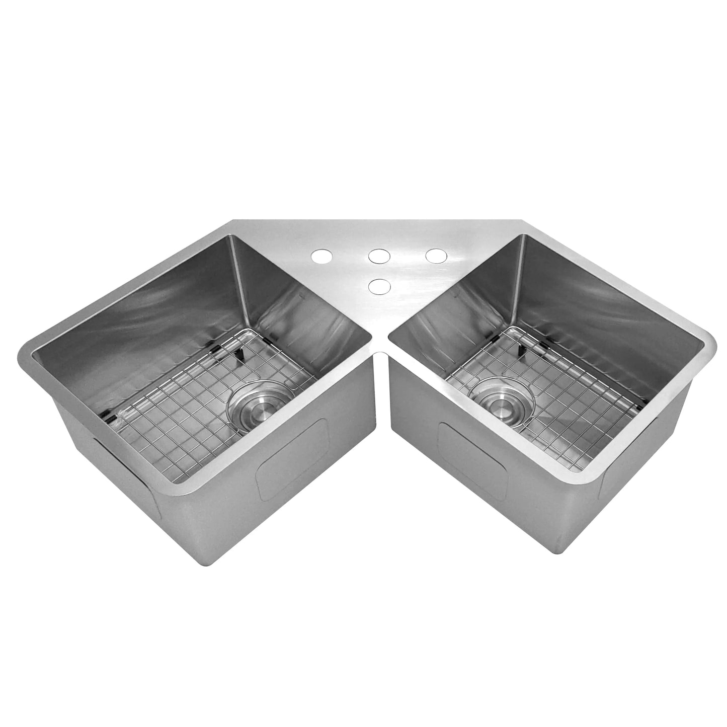 Meiao design under farmhouse special stainless steel handmade double bowl corner kitchen sink