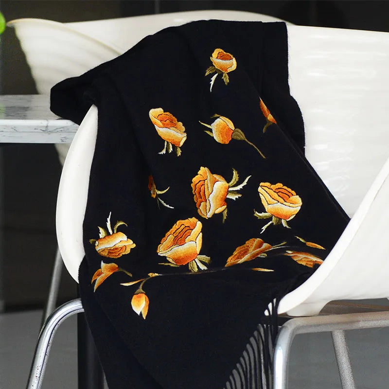 Minggu Embroidery 2023 Autumn/Winter New Handmade Suzhou Embroidery Cashmere Shawl Multi use Large Neck Double sided Embroidery