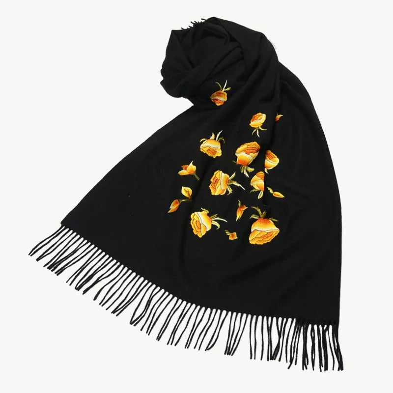 Minggu Embroidery 2023 Autumn/Winter New Handmade Suzhou Embroidery Cashmere Shawl Multi use Large Neck Double sided Embroidery