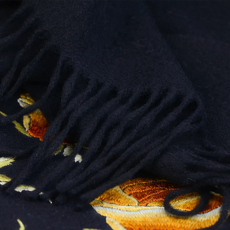 Minggu Embroidery 2023 Autumn/Winter New Handmade Suzhou Embroidery Cashmere Shawl Multi use Large Neck Double sided Embroidery