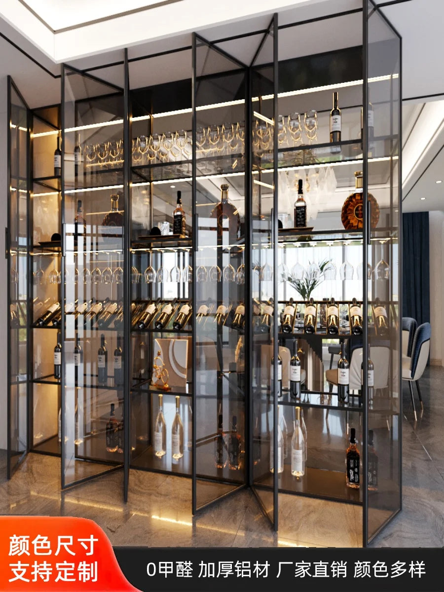 Minimalist luxury glass door wine cabinet all-aluminum glass cabinet sideboard cabinet partition hand-made