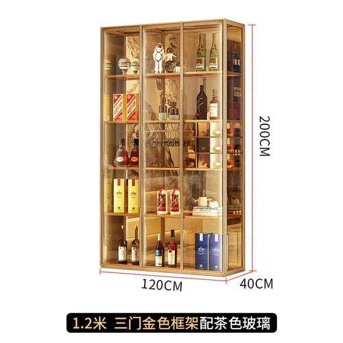 Minimalist luxury glass door wine cabinet all-aluminum glass cabinet sideboard cabinet partition hand-made