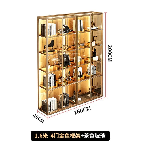 Minimalist luxury glass door wine cabinet all-aluminum glass cabinet sideboard cabinet partition hand-made