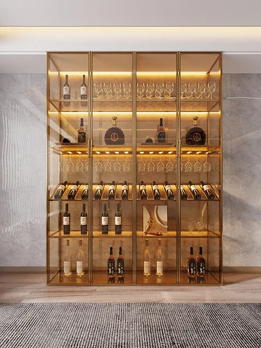 Minimalist luxury glass door wine cabinet all-aluminum glass cabinet sideboard cabinet partition hand-made