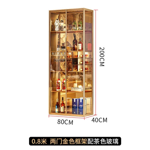 Minimalist luxury glass door wine cabinet all-aluminum glass cabinet sideboard cabinet partition hand-made