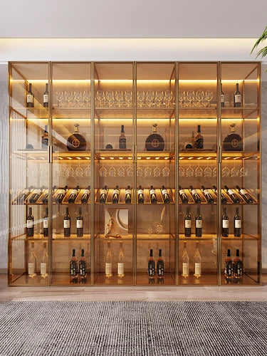 Minimalist luxury glass door wine cabinet all-aluminum glass cabinet sideboard cabinet partition hand-made