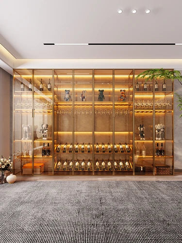 Minimalist luxury glass door wine cabinet all-aluminum glass cabinet sideboard cabinet partition hand-made