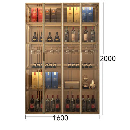 Minimalist luxury glass door wine cabinet all-aluminum glass cabinet sideboard cabinet partition hand-made