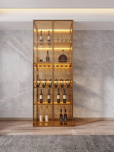 Minimalist luxury glass door wine cabinet all-aluminum glass cabinet sideboard cabinet partition hand-made