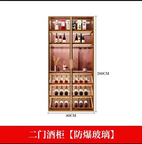 Minimalist luxury glass door wine cabinet all-aluminum glass cabinet sideboard cabinet partition hand-made