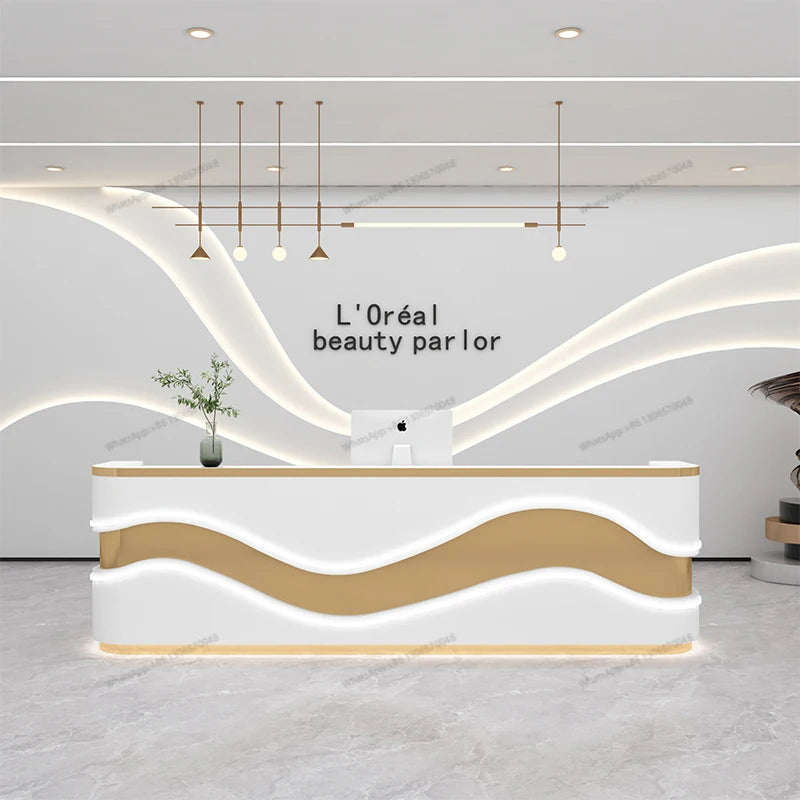 Minimalist modern beauty salon paint checkout counter company commercial front desk reception counter small live broadcast bar t
