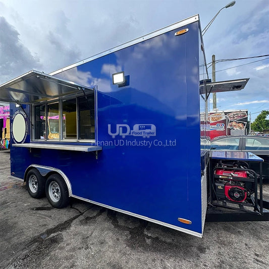 Mobile Fast Food Trailers Fully Equipped Enclosed Trailer BBQ Vending Cart Restaurant Food Truck with Full Kitchen