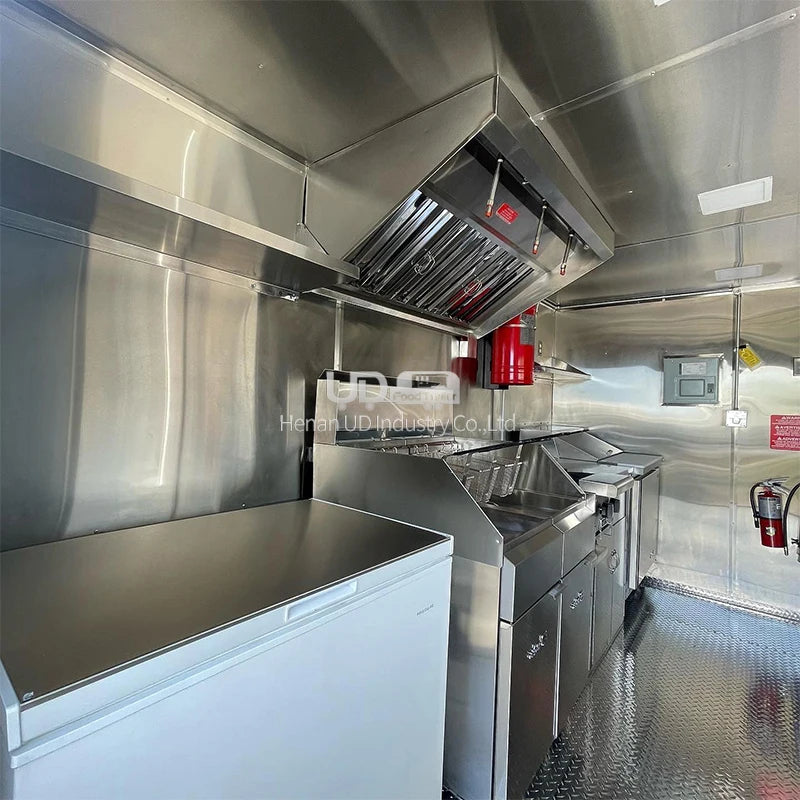Mobile Fast Food Trailers Fully Equipped Enclosed Trailer BBQ Vending Cart Restaurant Food Truck with Full Kitchen