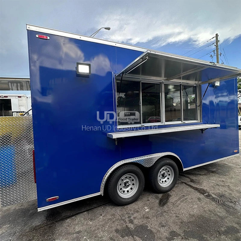 Mobile Fast Food Trailers Fully Equipped Enclosed Trailer BBQ Vending Cart Restaurant Food Truck with Full Kitchen