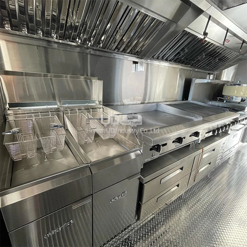 Mobile Fast Food Trailers Fully Equipped Enclosed Trailer BBQ Vending Cart Restaurant Food Truck with Full Kitchen