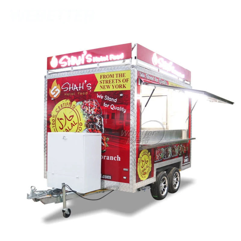 Mobile old-fashioned Lemoc pizza barbecue snack machine Food truck Square stainless steel equipped kitchen food trailer for sale