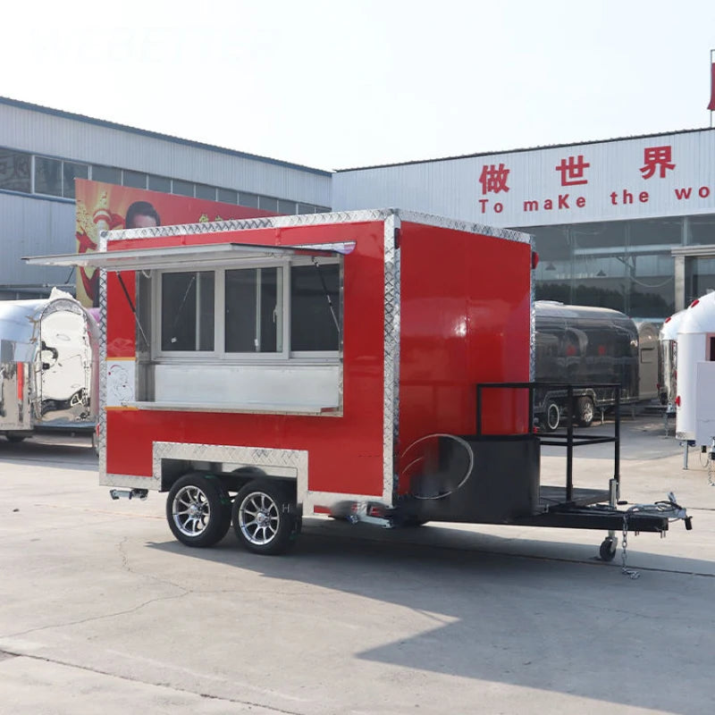 Mobile old-fashioned Lemoc pizza barbecue snack machine Food truck Square stainless steel equipped kitchen food trailer for sale