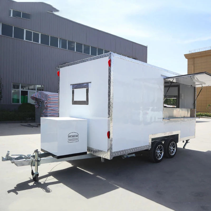 Mobile old-fashioned Lemoc pizza barbecue snack machine Food truck Square stainless steel equipped kitchen food trailer for sale