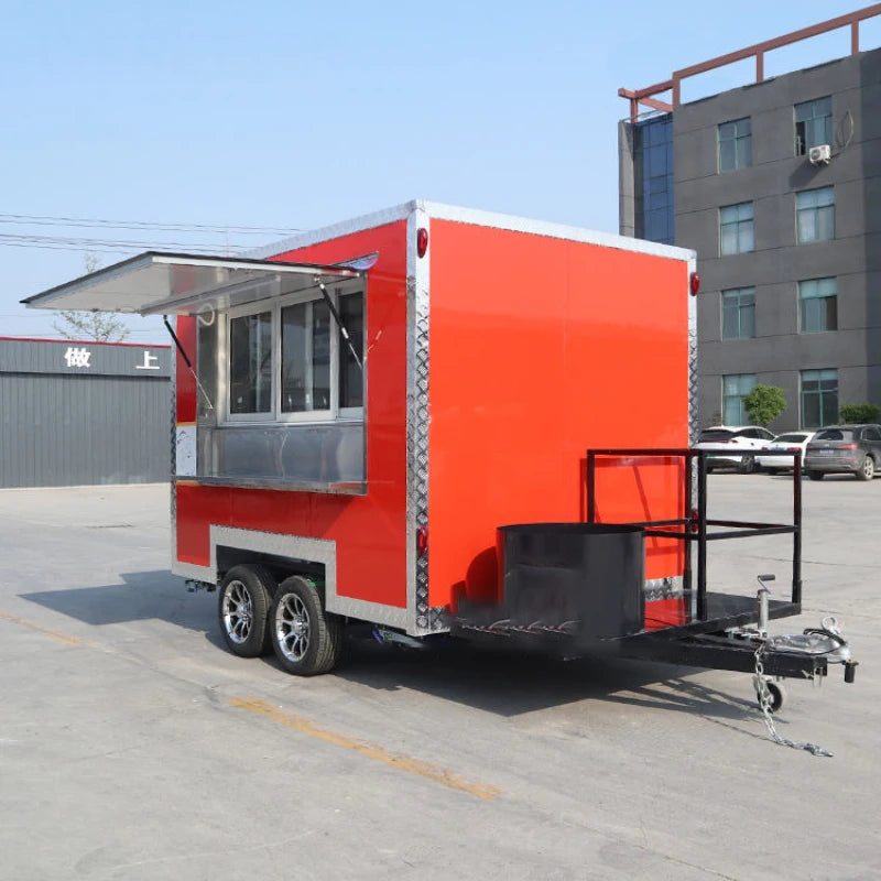 Mobile old-fashioned Lemoc pizza barbecue snack machine Food truck Square stainless steel equipped kitchen food trailer for sale