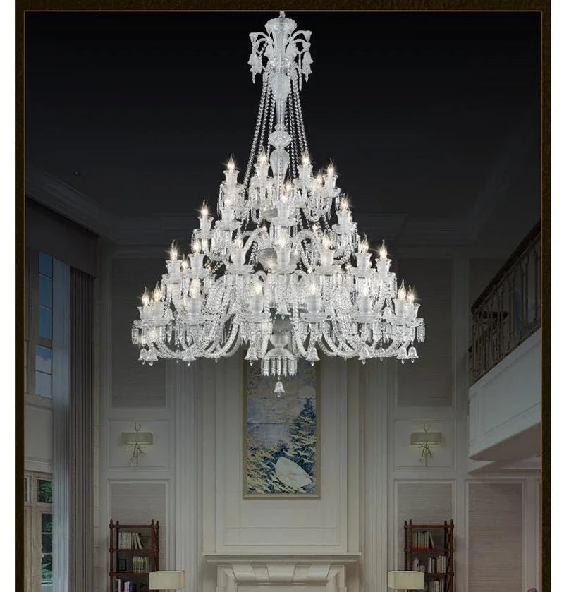Modern Crystal Chandelier Villa Hotel Hall Living Room Ceiling Pendant Lighting Indoor Home LED Candle Crystal Hanging Lamps