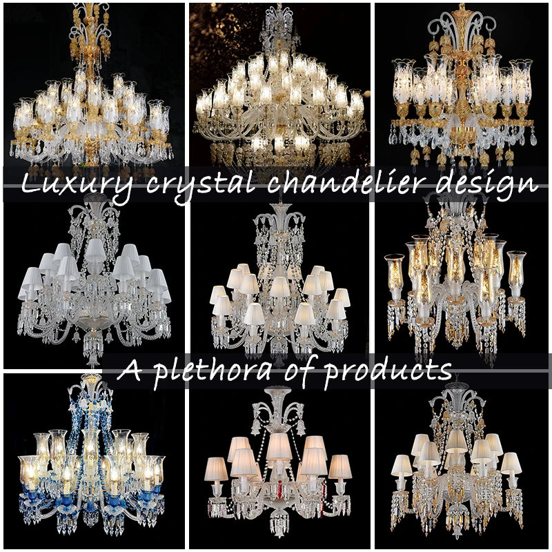 Modern Decoration Indoor Lighting Crystal Pendant Light Villa Living Room Ceiling Suspension Chandelier Lights Luxury