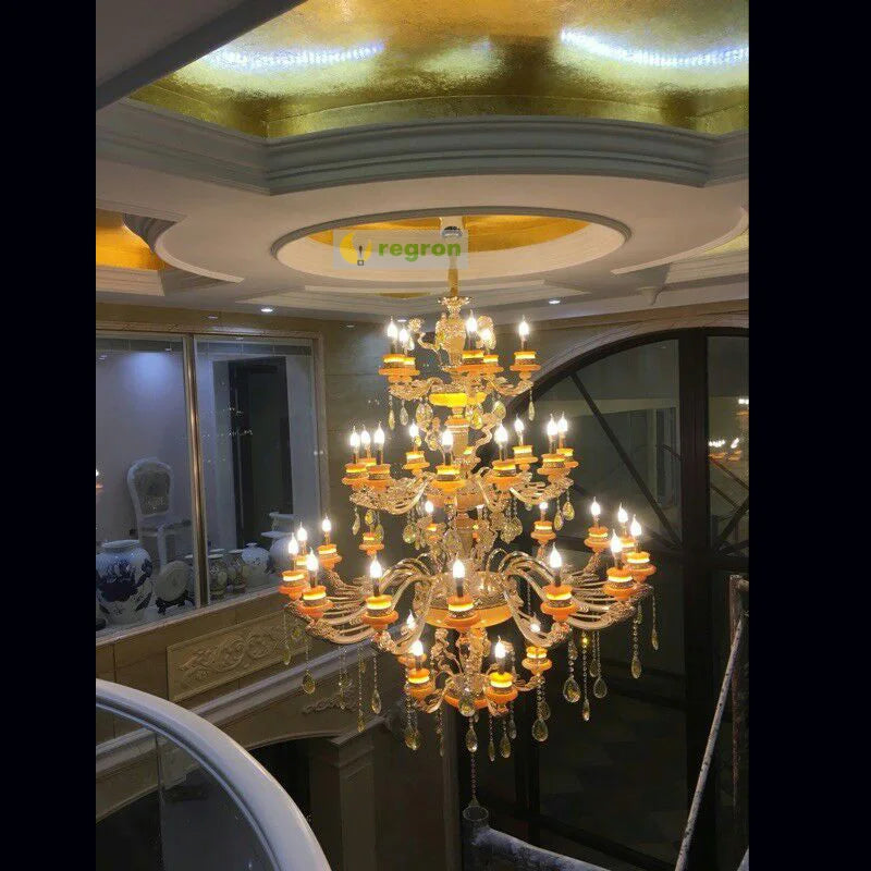 Modern Large Chandelier Fixture Gold Crystal Chandelier light Natural Jade home lighting Hotel Villa Hanging Drop Lights