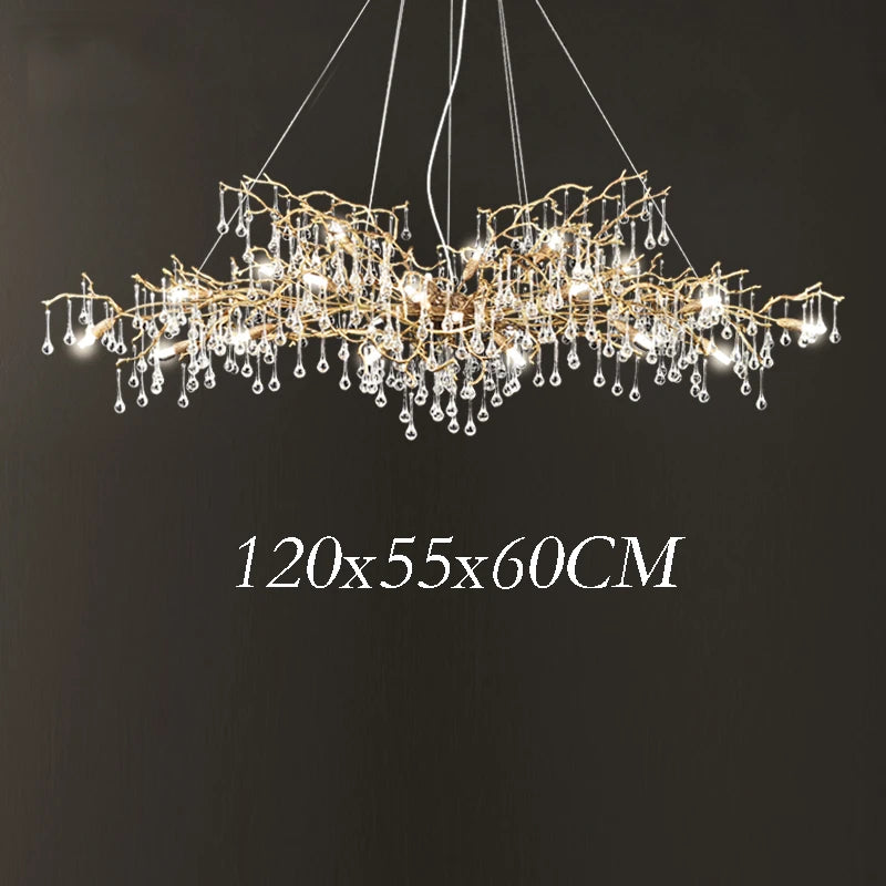 Modern Luxury Gold Crystal LED Chandelier Lighting LOFT Villa Large Lustre Pendant Lamp For Living Room Hotel Art Decor Lighting