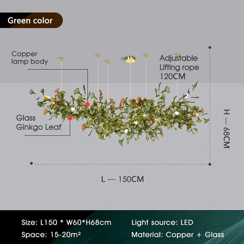 Modern Luxury Living Room Chandeliers Custom Ginkgo Leaves High-end Hanging Lights for VIlla Hotel Hall Gallery Ceiling Lamps