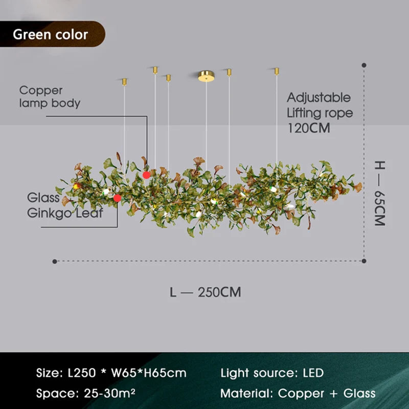 Modern Luxury Living Room Chandeliers Custom Ginkgo Leaves High-end Hanging Lights for VIlla Hotel Hall Gallery Ceiling Lamps