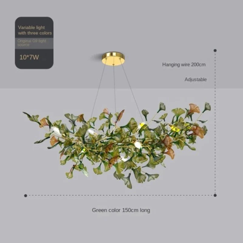 Modern Luxury Living Room Chandeliers Custom Ginkgo Leaves High-end Hanging Lights for VIlla Hotel Hall Gallery Ceiling Lamps
