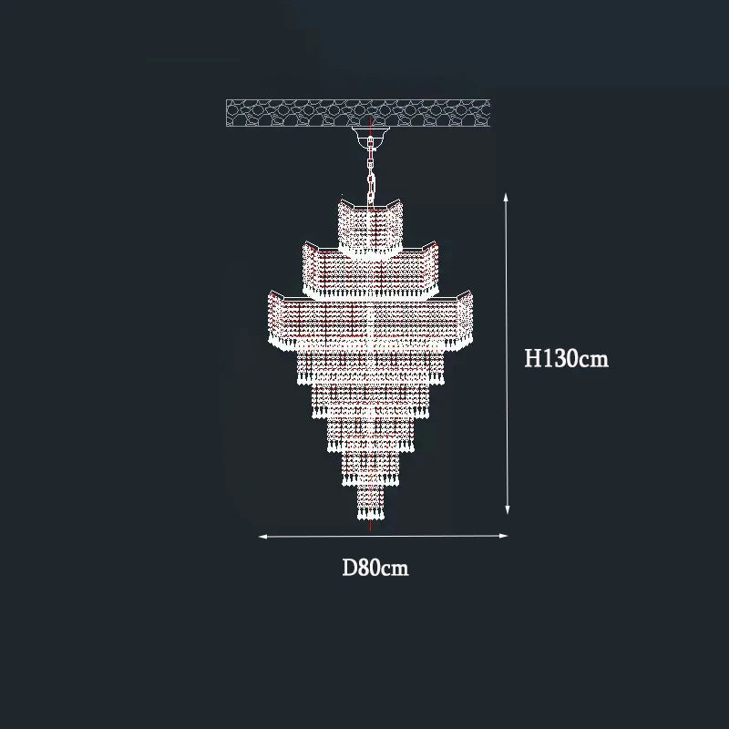 Modern Luxury Long Chandelier Staircase Loft Villa Lobby High Ceiling Decoration Golden Crystal Hotel Theater Large Chandelier