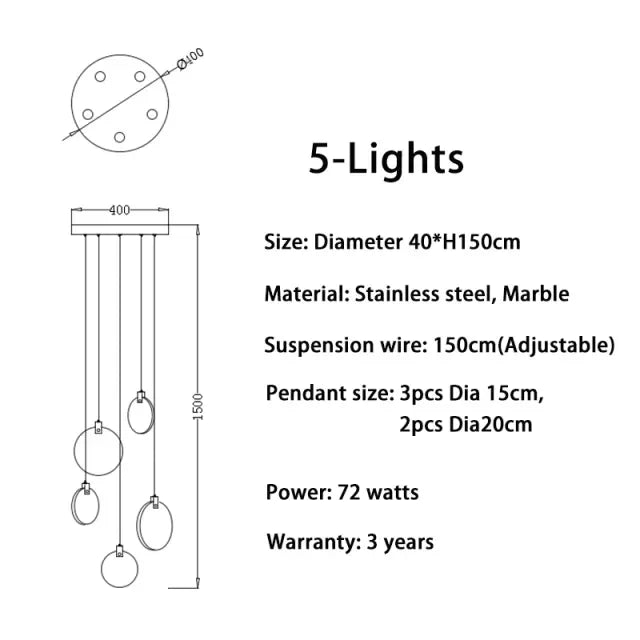 Modern Marble Crystal LED Chandeliers For Staircase Living Room Luxury Round Cristal Hanging Lamps Villa Long Lighting Fixtures
