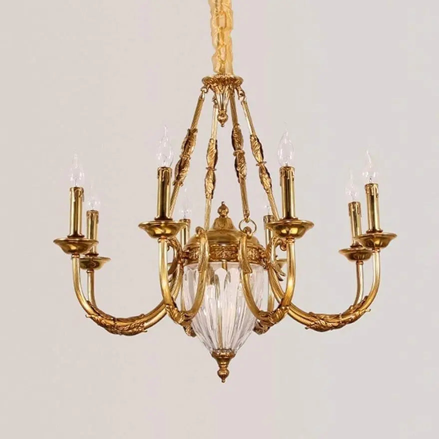 Modern Minimalist Chandelier G9 French All Copper Living Room Ceiling Lamp European Style Villa Chandelier Study Bedroom LampE14