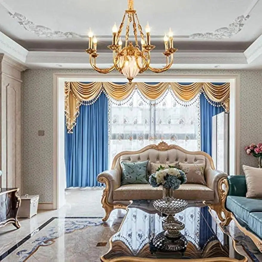 Modern Minimalist Chandelier G9 French All Copper Living Room Ceiling Lamp European Style Villa Chandelier Study Bedroom LampE14