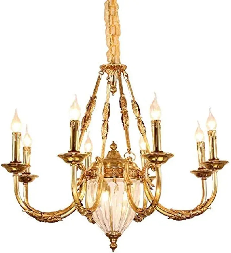 Modern Minimalist Chandelier G9 French All Copper Living Room Ceiling Lamp European Style Villa Chandelier Study Bedroom LampE14