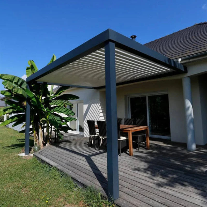 Modern Outdoor Waterproof Louvre Pergolas Anwing Canopy Roof Bioclimatic Aluminum Pergola