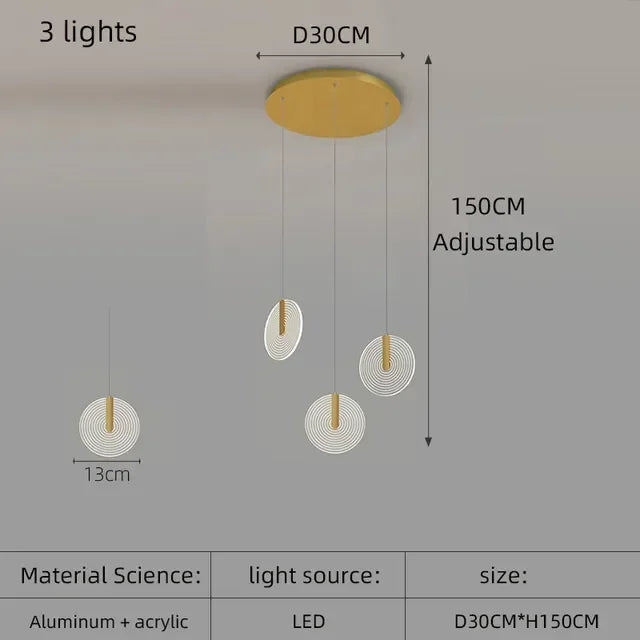Modern Rotary Crystal Staircase LED Chandelier Luxury Creative Design Villa Indoor Lighting Fixtures Golden Acrylic Hanging Lamp
