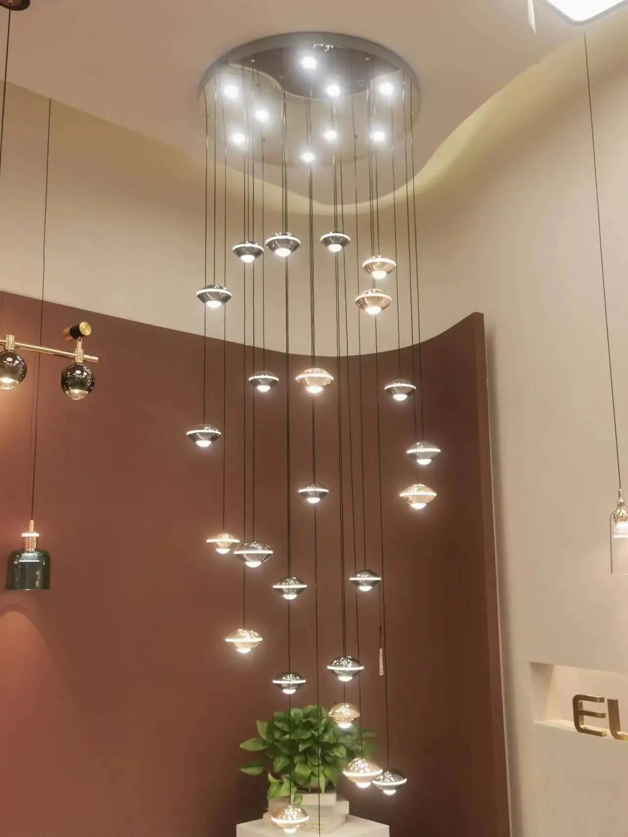 Modern Simple LED Staircase Chandelier Indoor Attic Lighting Fixtures Living Room Creative Villa Hall Duplex Loft Pendant Light