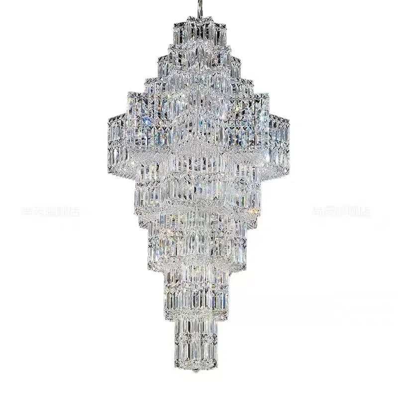 Modern Top Luxury K9 Crystal Chandeliers Lights Fixture Big Long Egyptian Crystal Chandelier Hotel Hall Villa Home Hanging Lamps
