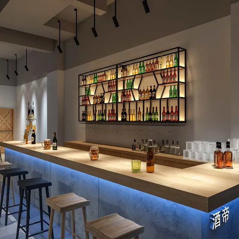 Modern Wall Bar Cabinet Shelf Bottles Metal Luxury Vino Home Wine Holder Restaurant House Beer Stojak Na Wino Bar Decorations