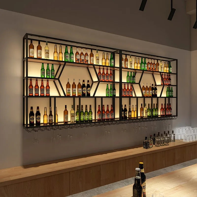 Modern Wall Bar Cabinet Shelf Bottles Metal Luxury Vino Home Wine Holder Restaurant House Beer Stojak Na Wino Bar Decorations